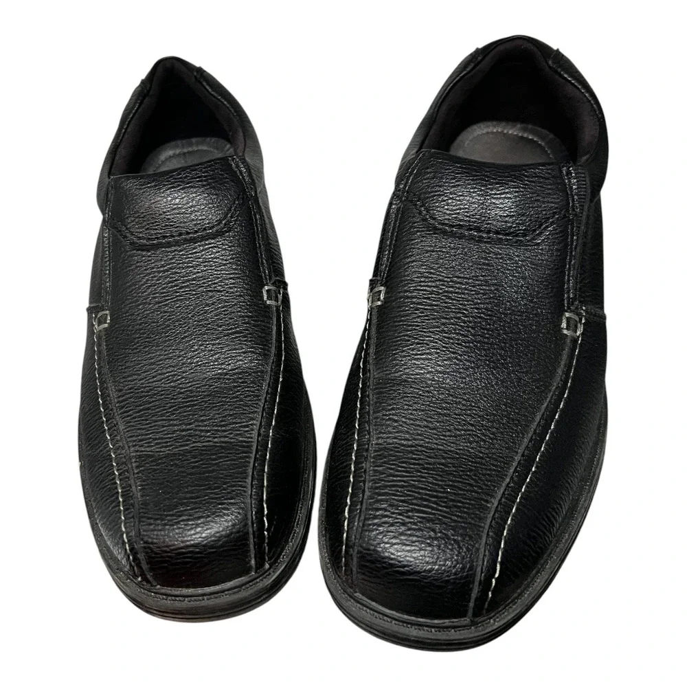 Croft & Barrow Mens Ortholite Slip On Loafers Black Pebbled Shoes Size 8 Med